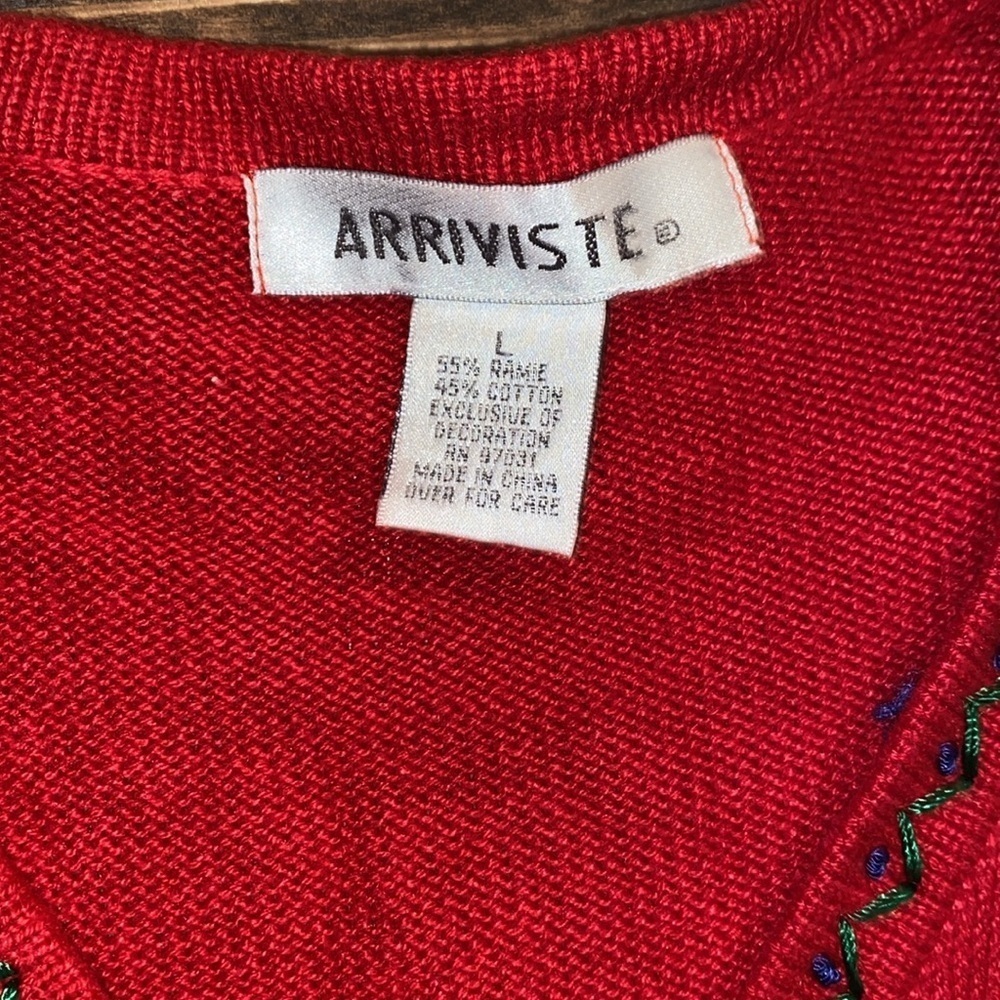 Arriviste cotton blend Ugly Christmas cardigan sweater size large - Picture 4 of 5